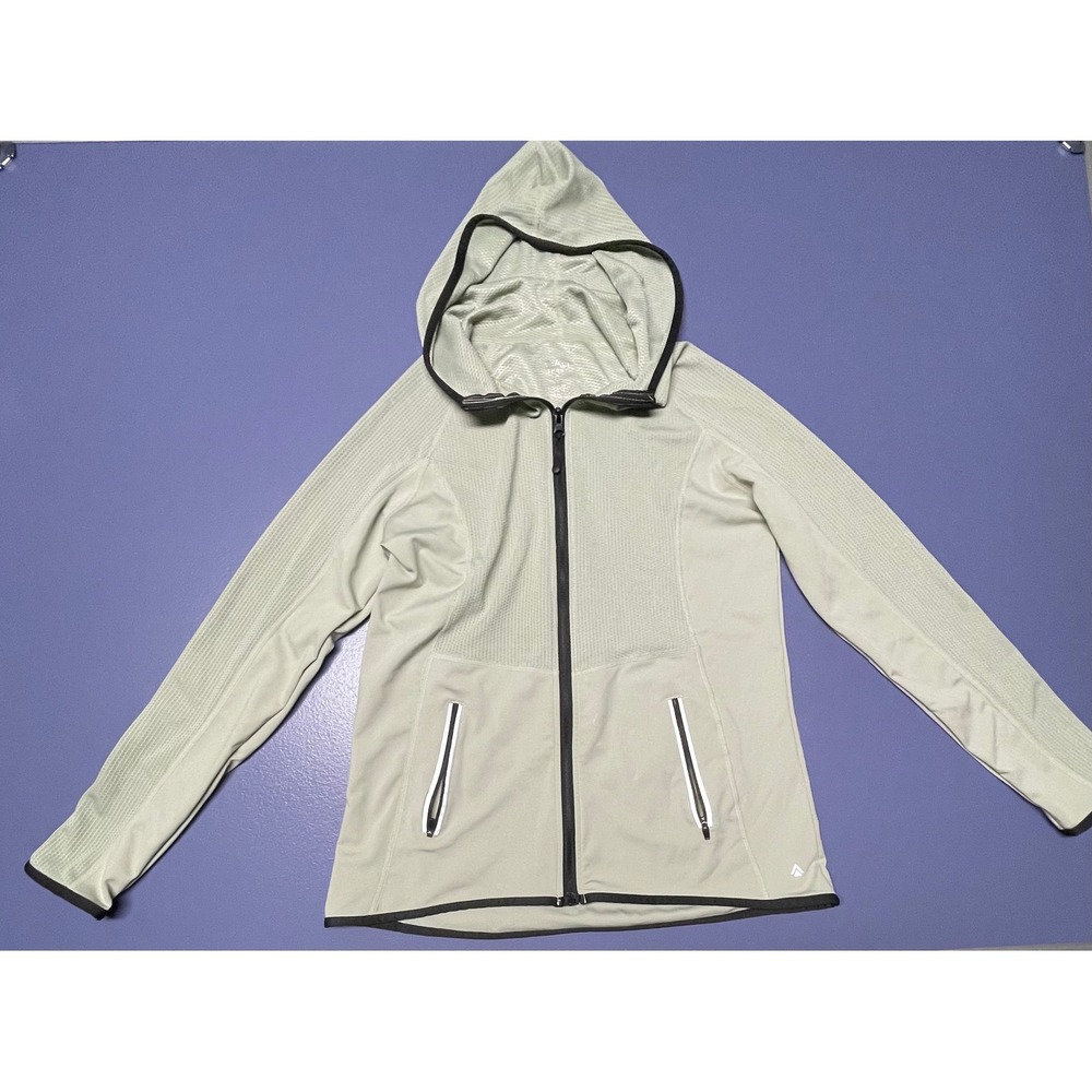 Cali Sport Womens Full Zip Athletic Hoodie Sage Green Mesh Panel SW-J2918 Medium